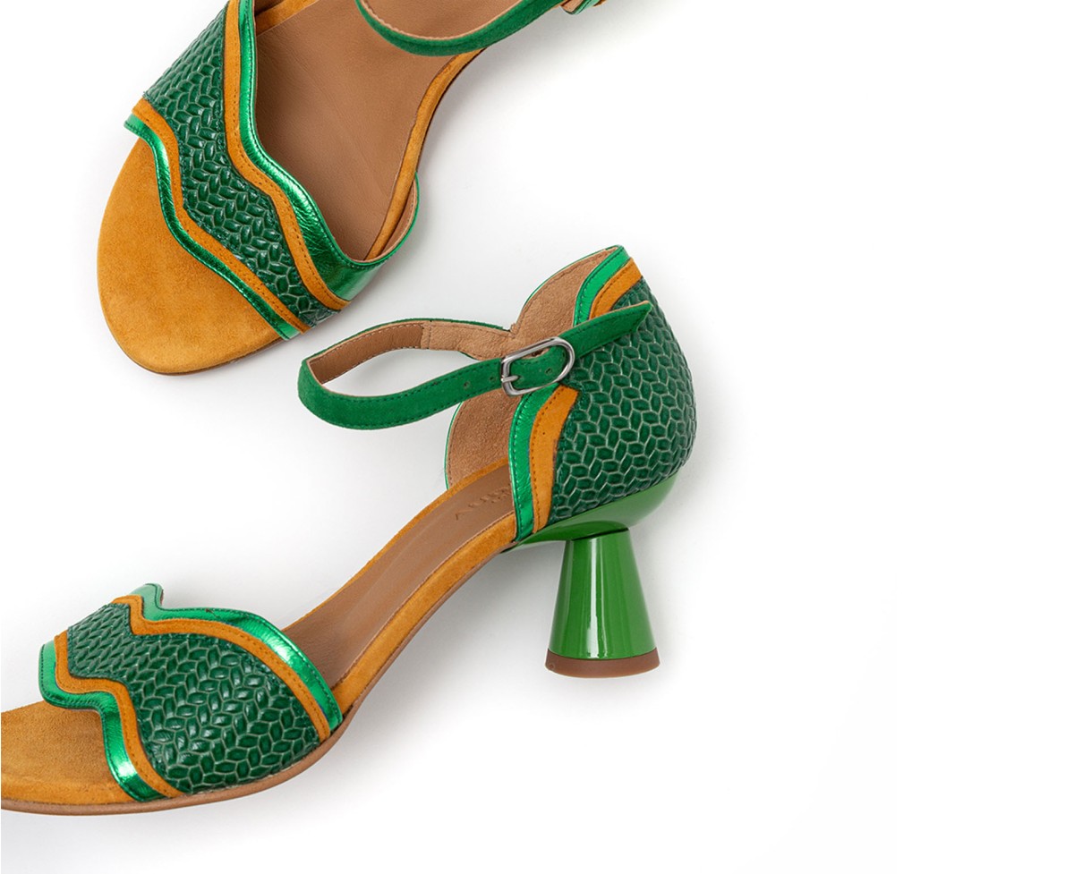 Sandali verdi con tacco clearance