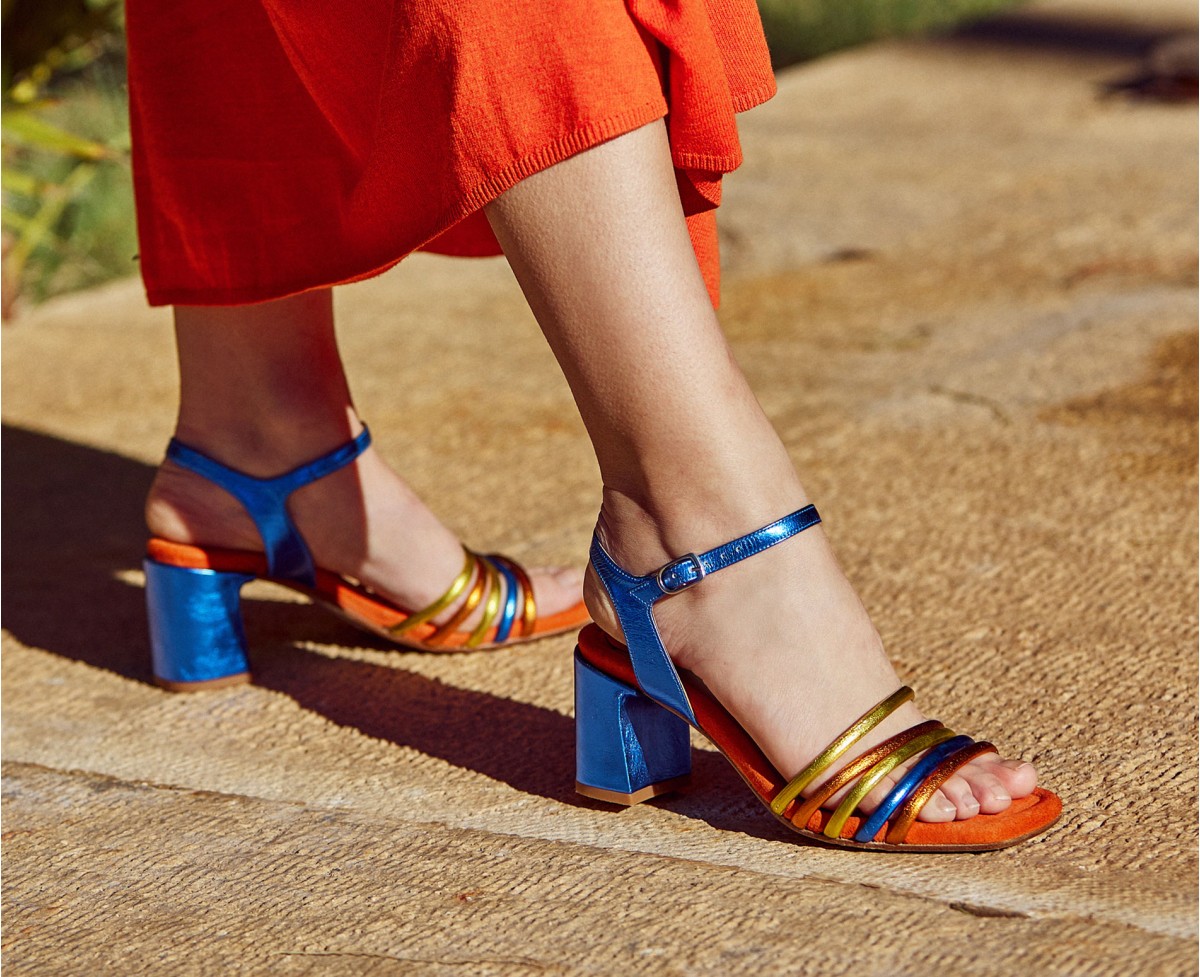 ASOS DESIGN Silent slingback mid heeled shoes in orange - ShopStyle Pumps